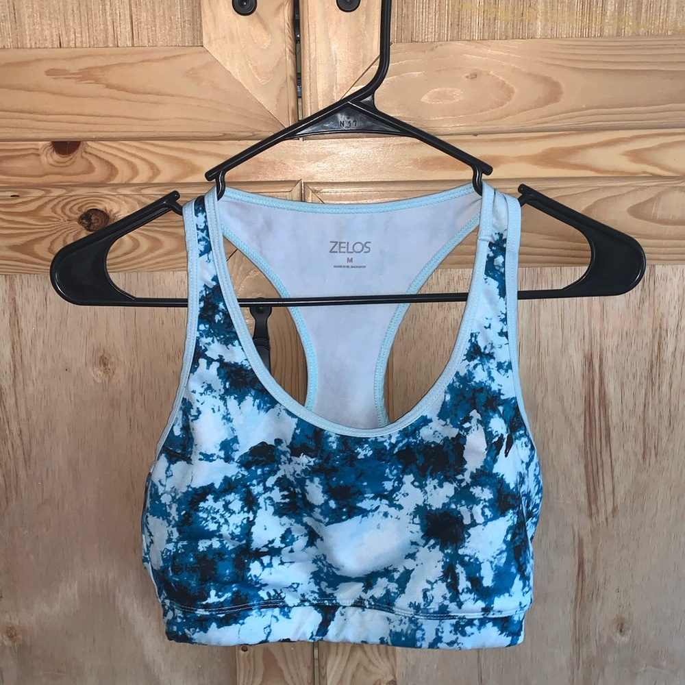 Zelos blue printed sports bra size M